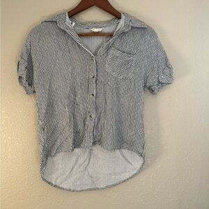 Striped Button Down Shirt - Black and White